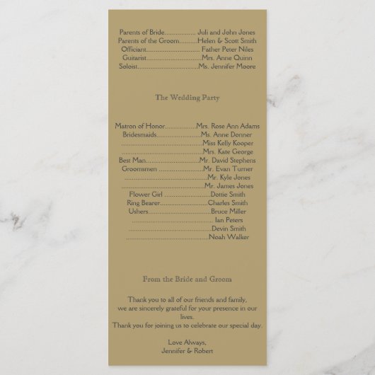 Marine en Gouden Masquerade Trouwprogramma Programmakaart (Achterkant)