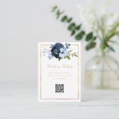 marine en gouden QR code bruiloft website Informatiekaartje (Staand voorkant)