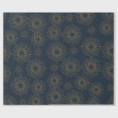 Marine en Gouden Starbursts Cadeaupapier (Vlak)