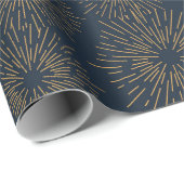 Marine en Gouden Starbursts Cadeaupapier (Rol Hoek)