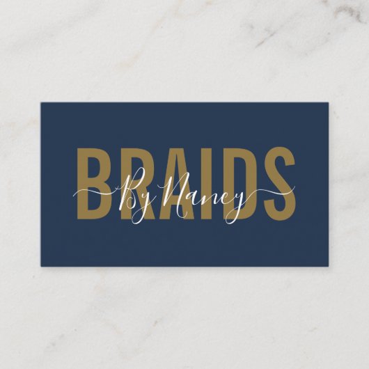 Marine en gouden typografie vlechten visitekaartje (Voorkant)