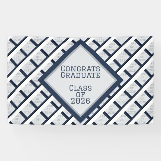 Marine en grijze afstuderen | 2026 spandoek (Horizontaal)