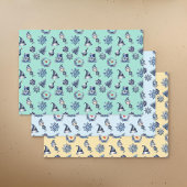 Marine en Grijze Elf Bomen Krans Sneeuwvlok Monogr Inpakpapier Vel