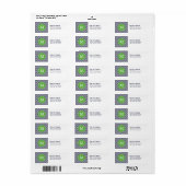 Marine en Groen Modern Chevron Monogram Etiket (Full Sheet)