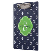 Marine en Groene Ankers Custom Monogram Klembord (Links)