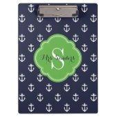 Marine en Groene Ankers Custom Monogram Klembord (Voorkant)
