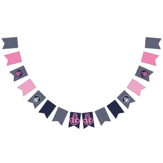 Marine en Heldere Roze Nautische Bunting Flags Vlaggetjes (Alle)