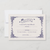 Marine en Ivoor  Schip Nautische Bruiloft RSVP (Voorkant)