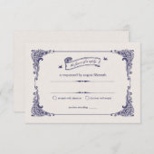 Marine en Ivoor  Schip Nautische Bruiloft RSVP (Voorkant / Achterkant)