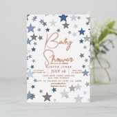 marine en koperen ster Baby shower Nodig sip & see Folie Uitnodiging (Staand Voorkant)