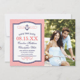 Marine en koraal nautisch anker foto Save the Date