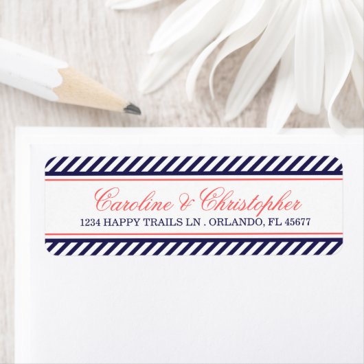 Marine en koraal nautische bruiloft retouradres etiket (Insitu)