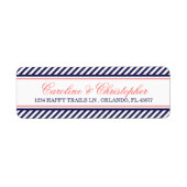 Marine en koraal nautische bruiloft retouradres etiket (Voorkant)