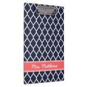 Marine en koraal Quatrefoil Custom Monogram Klembord (Rechts)