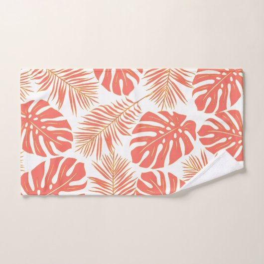Marine en koraal tropische bladeren en monogram bad handdoek (Handdoek)