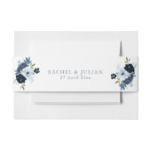 Marine en licht Blauw bloemige buikband Uitnodigingen Wikkel (Voorkant Voorbeeld)