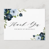 marine en lichtblauw bruidsmeisje dank u kaart (Voorkant)