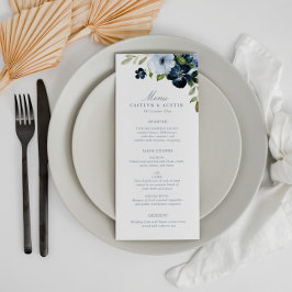 Marine en lichtblauw huwelijksmenu menu