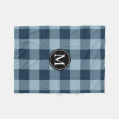 Marine en Lichtblauwe Buffalo Check Monogram Fleece Deken (Voorkant (Horizontaal))