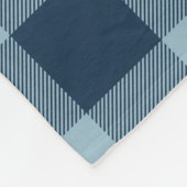 Marine en Lichtblauwe Buffalo Check Monogram Fleece Deken (Hoek)