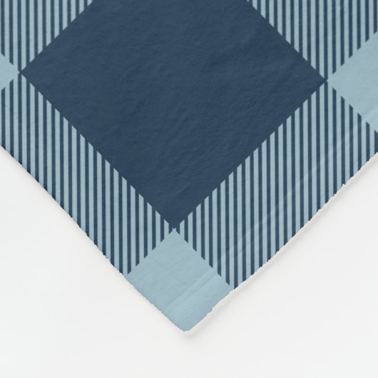 Marine en Lichtblauwe Buffalo Check Monogram Fleece Deken (Hoek)