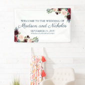 Marine en Marsala Bloemen Bruiloft Banner Decorati (Insitu)