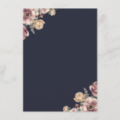 Marine en Mauve Floral Wedding Informatie Gast Informatiekaartje (Achterkant)