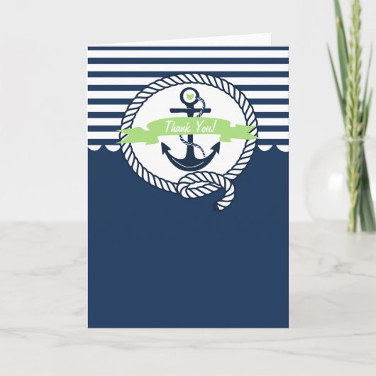 Marine en Mint Green Nautical bedankkaart (Voorkant)