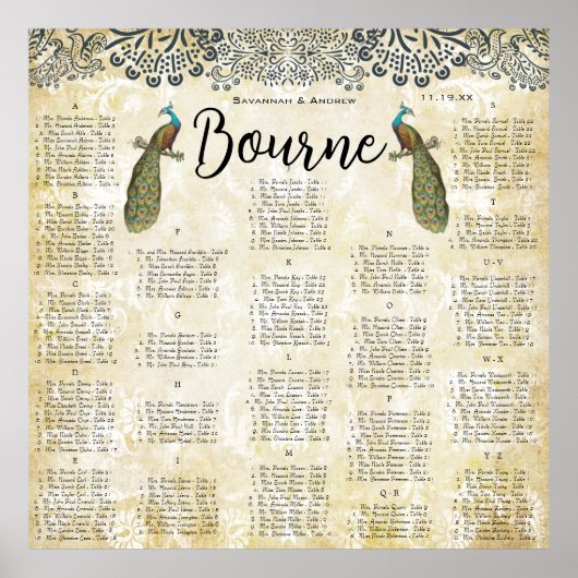 Marine en Mosterd Pauw Liefdesvogel Zitplaatsindel Poster (Voorkant)