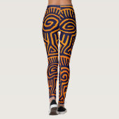 Marine en Oranje Aerobic Workout Leggings (Achterkant)