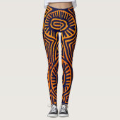 Marine en Oranje Aerobic Workout Leggings (Voorkant)