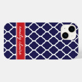 Marine en Red Chic Marokkaanse Lattice Monogram Case-Mate iPhone Case (Achterkant (horizontaal))