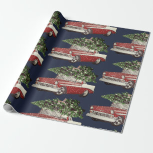 marine en rode autoboom op de top cadeaupapier