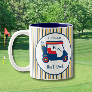 Marine en Rode Golf Beste Pa Gepersonaliseerd Tweekleurige Koffiemok