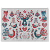 Marine en Rode Kerst Scandinavische volkskunst Snijplank (Voorkant)