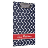 Marine en Rode Quatrefoil Custom Monogram Klembord (Rechts)