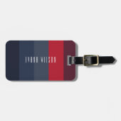 Marine en Rood Minimal Color Block Stripes Bagagelabel (Voorkant horizontaal)