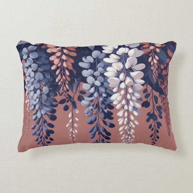Marine en Roos Wisteria Elegance Accent Kussen (Voorkant)