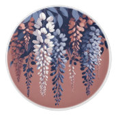 Marine en Roos Wisteria Elegance Keramische Knop (Voorkant)
