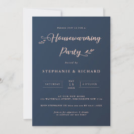 Marine en Roze Blad Housewarming Feest Kaart