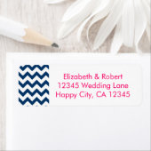 Marine en Roze Chevron Etiket (Insitu)