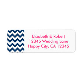 Marine en Roze Chevron Etiket