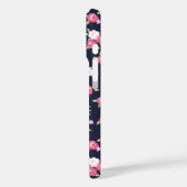 Marine en Roze Chique  Bloemenprint Monogram Case-Mate iPhone Case (Achterkant / Links)