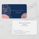 Marine en Roze Dahlia's Visitekaartje (Voorkant / Achterkant)