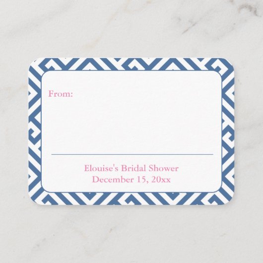 Marine en roze gember pot display douche informatiekaartje (Achterkant)