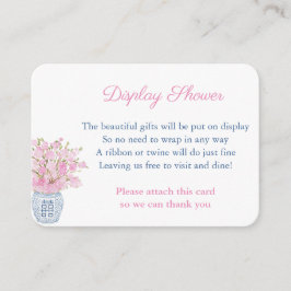 Marine en roze gember pot display douche informatiekaartje