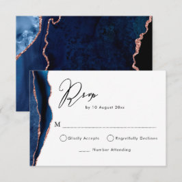 marine en roze gouden agaat RSVP kaart