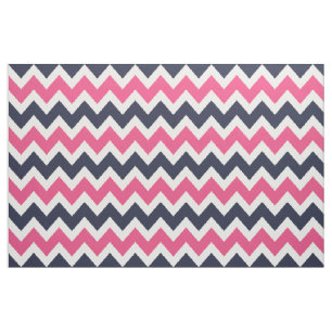 Marine en Roze Moderne Chevron Grote Schaal Stof
