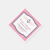 Marine en Roze Nautisch Anker Bruiloft Monogram Servet (Hoek)