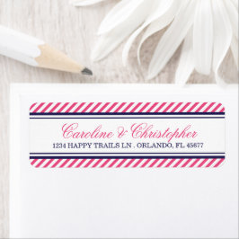 Marine en Roze Nautische Bruiloft Retouradres Etiket